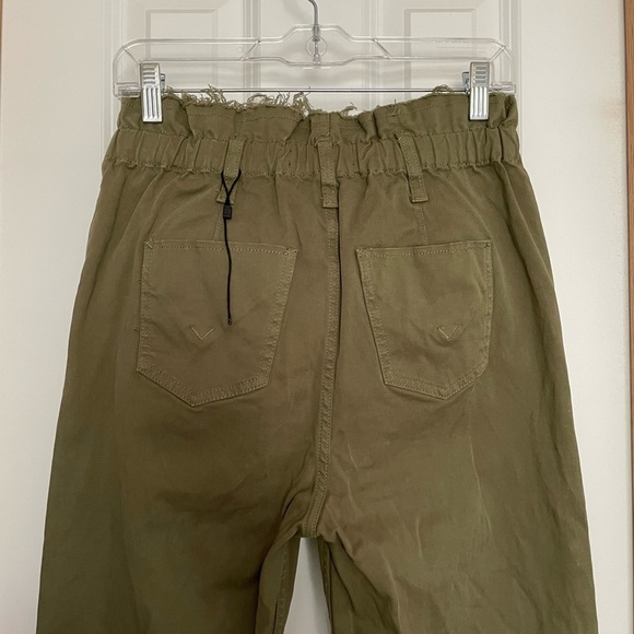 Hudson Remi High Rise Paper Bag Straight Jeans Size 27 Olive Green - Picture 7 of 12